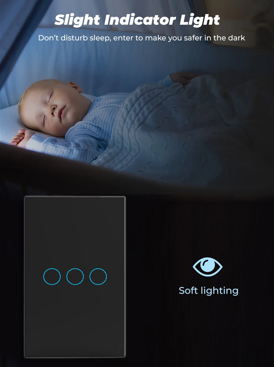 Szaoju Touch Switch LED Crystal Glass Panel Wall Lamp Light Switch 1/2/3 Gang 1 Way Smart Home Sensor Switches Lighting Control