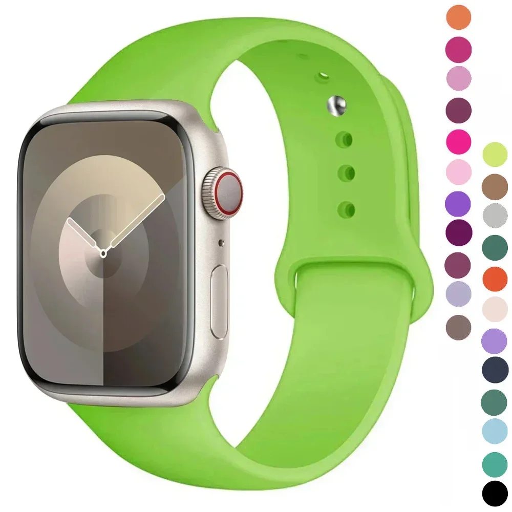 Correa de silicona para Apple Watch, pulsera deportiva para iwatch series 8, 7, 6, 5, 4, 3, SE, Ultra 2, 49mm, 44mm, 45mm, 40mm, 41mm, 42-38mm