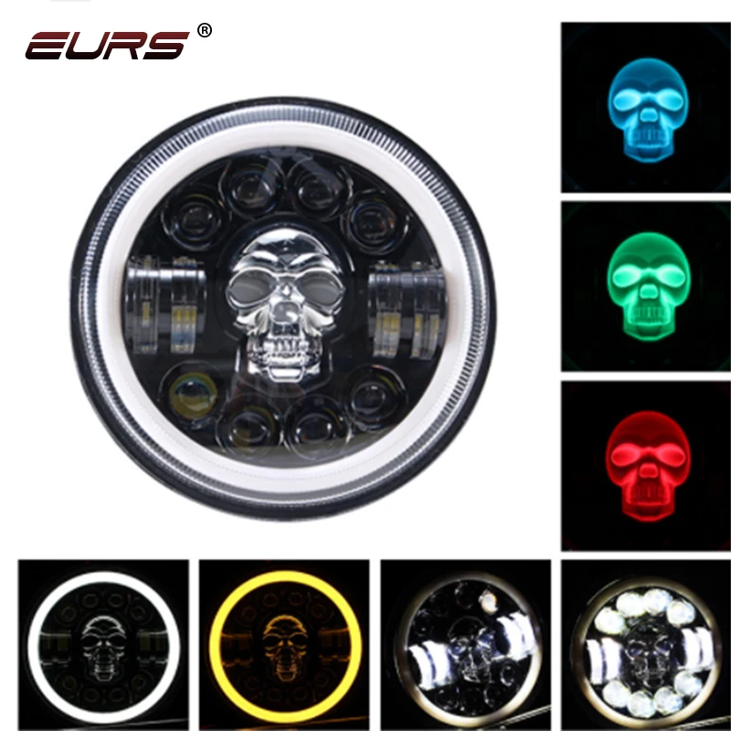 7 Inch Car Headlights Halo Angle Eyes Led Headlamp DRL Hi/Lo Beam For Jeep Wrangler Off Road Motorcycle Turn Light 65W LED