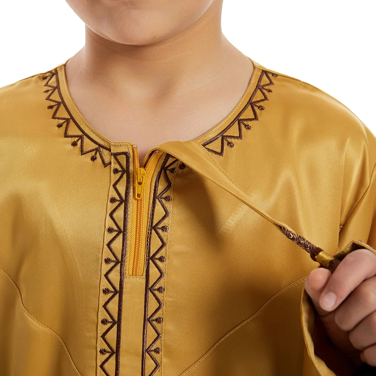 Abaya Ramadan anak-anak Muslim Lebaran Jubba doa Thobe anak laki-laki anak-anak Abayas Islam gaun jubah panjang Kaftan Dubai Arab rumbai piring