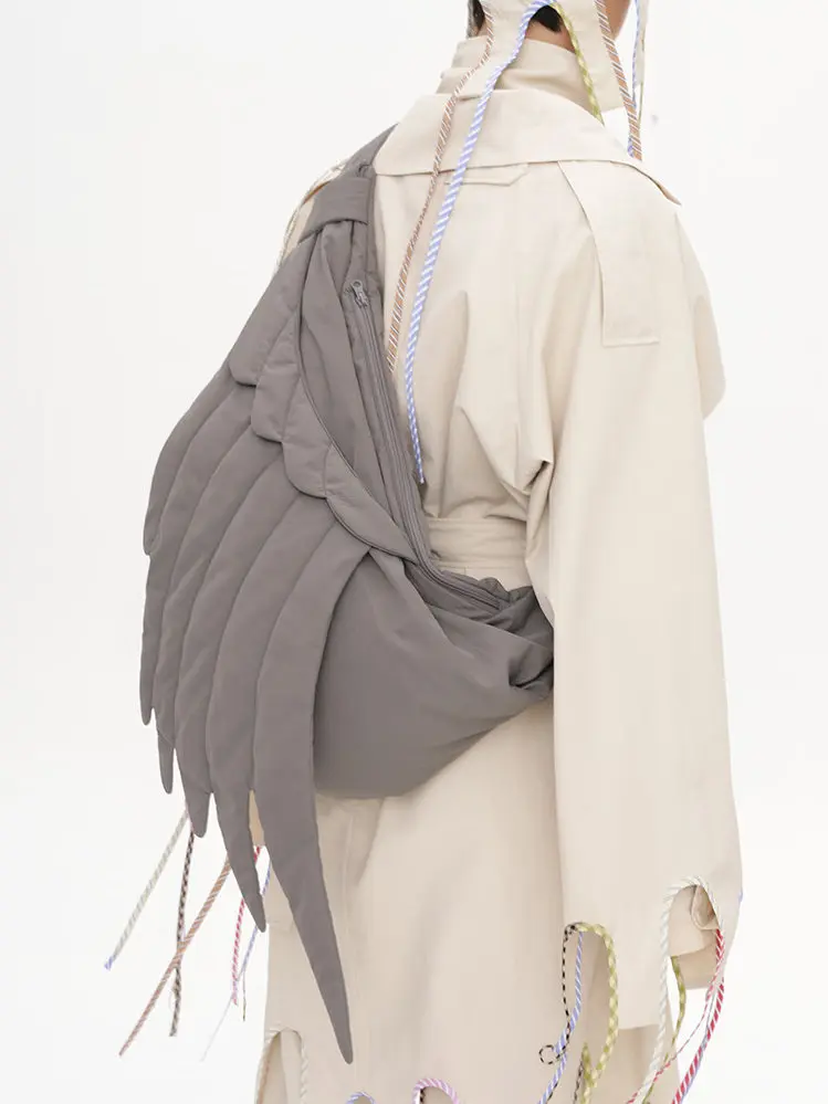 Light Luxury Fashion Asymmetrical Wing Design Crossbody Bags Multifunctional Portable Nylon Fabric Space Cotton Filled Women Bag