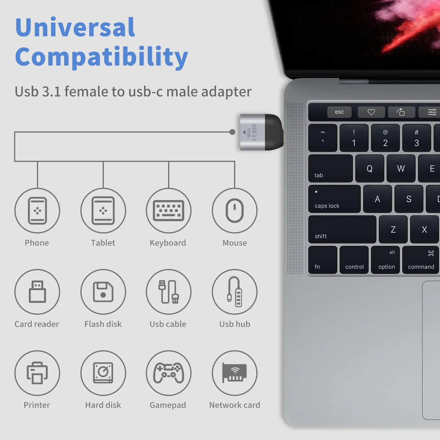 노트북 PC 충전기 보조배터리 USB C-USB 3.1 어댑터, USB C 수-USB 3.0 A 암 어댑터, 10Gbps