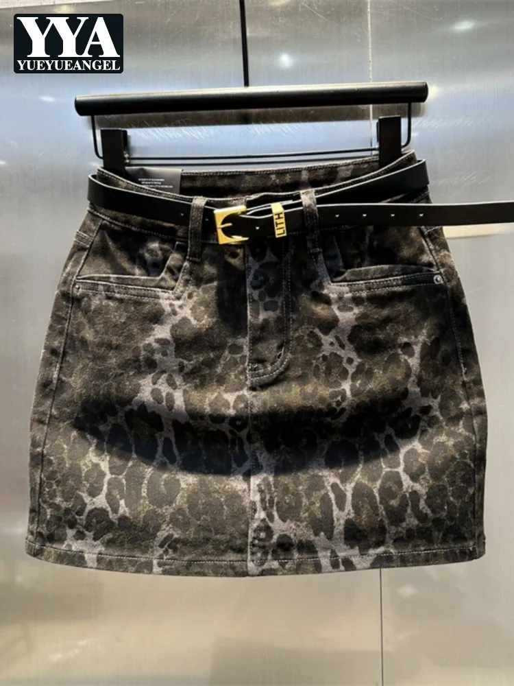 Fashion Women Summer Leopard Printed Mini Skirt High Waist Slim Fit Wrap Shorts Skirts Casual Streetwear A Line Ladies Skirts