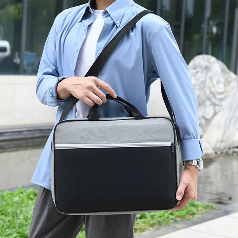 Men's Portable Briefcase Business Laptop Shoulder Bag Large Capacity Minimalist Fashion Messenger Travel Computer Handbag Unisex