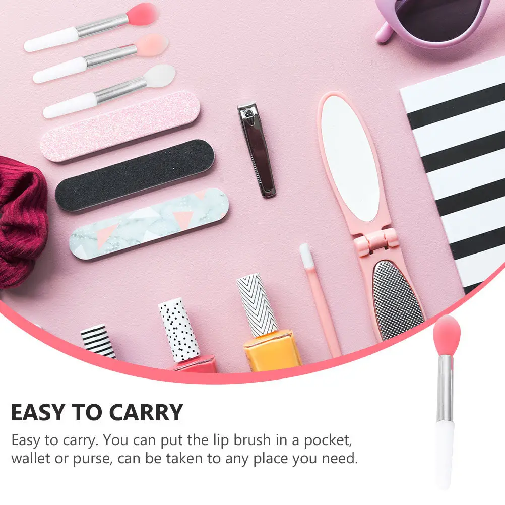9Pcs Silicone Lip Brush Lipstick Applicator Compact Pocket Size for on The Go Makeup Touch Ups Professional Home Travel Use