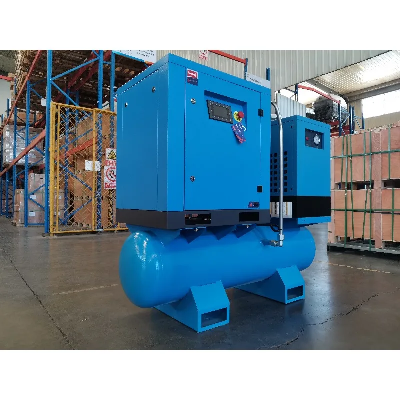 Customized 8bar~12.5bar 11KW Silent 4-in-1 Screw Air Compressor 380V With Air Tank And Dryer Low Noise 62dB For Workshop
