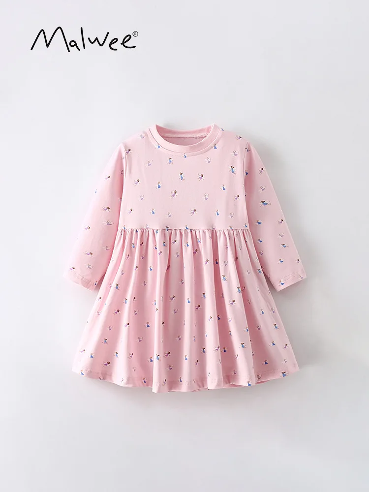 

malweeGirls' Dress Autumn Style Fashionable Little Girl Dress Children's Long Sleeve Princess Dress