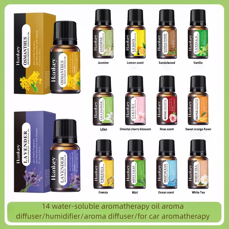 14 Aromas, Aceites Esenciales de 10 ml para Difusor de Aromas, Humidificador de Aire, Solubles en Agua, Vainilla, Rosa, Lavanda, Naranja, Limón