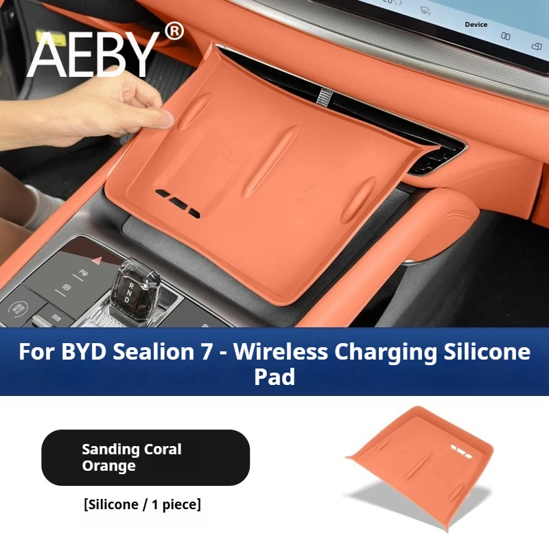 

AEBY For BYD Sealion 7 2024 Qi Fast Wireless Car Charger Mat Anti-Slip Phone Charging Pad Anti-Scratch Car Interior Accessories