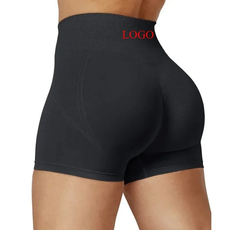 Pantaloncini da yoga con LOGO NV Sollevamento testa e fianchi Allenamento fitness estivo Pantaloncini a tre punti Pantaloncini morbidi traspiranti Senza cuciture