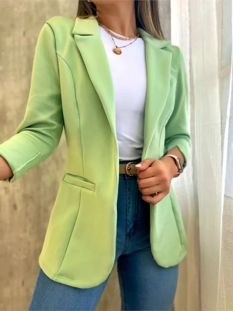 

Elegant Women's Blazer New Autumn Winter Long Sleeve Casual Solid Color Slim Cardigan Coat Jacket For Women Office Lady Blazers