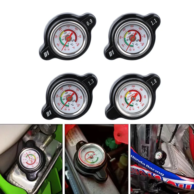 Motorcycle off-road modification water tank cover 1.8 with temperature gauge for measuring water temperature 1.1, 1.3.