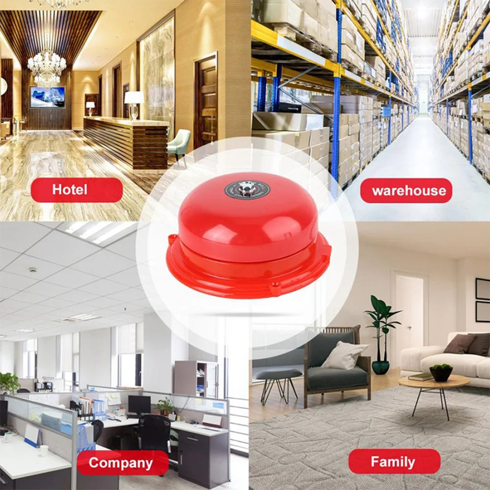 4 Inch Manual Call Point Fire Alarm AC 220V Pull Station Internal Strike Type Electric Bell 100db Internal Strike Alarm Bell