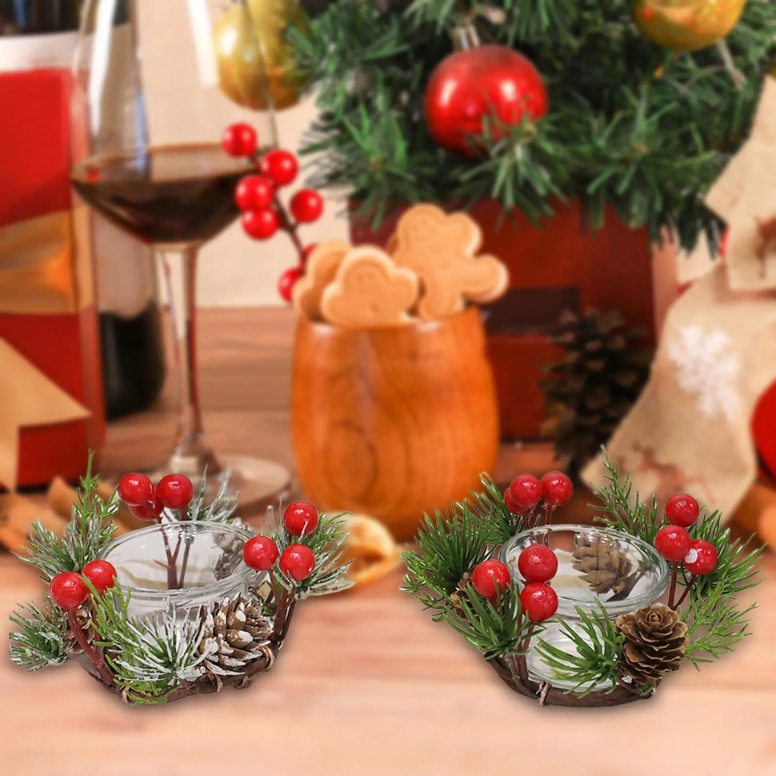 Christmas Candle Rings Centerpiece Candle Garlands for Party Pillars Candle