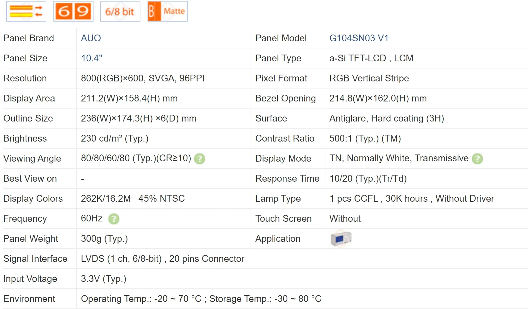 Fornire G104SN03 V.1 G104SN03 V1 LCD industriale da 8,4 pollici, buona qualità al 100%.
