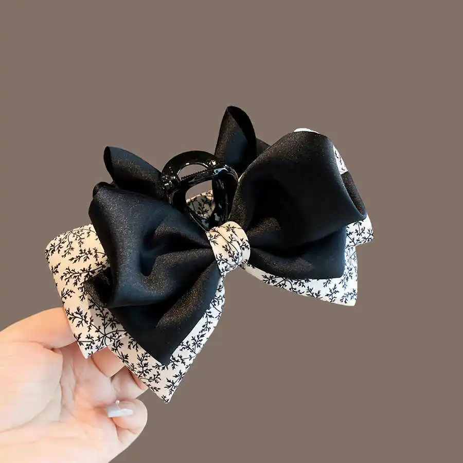 Floraler Schleifen-Greifclip für Damen, 2025, neues Retro-Temperament, Hinterkopf-Haifisch-Clip, Haarnadel, Kopfschmuck, Haarschmuck für Damen – Detail 1