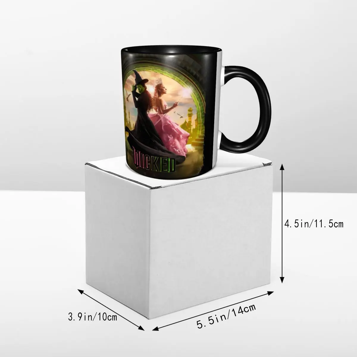 Wicked Musical Movie Merch Mug Novelty Coffee Cup Elphaba and Glinda Print Logo Cup