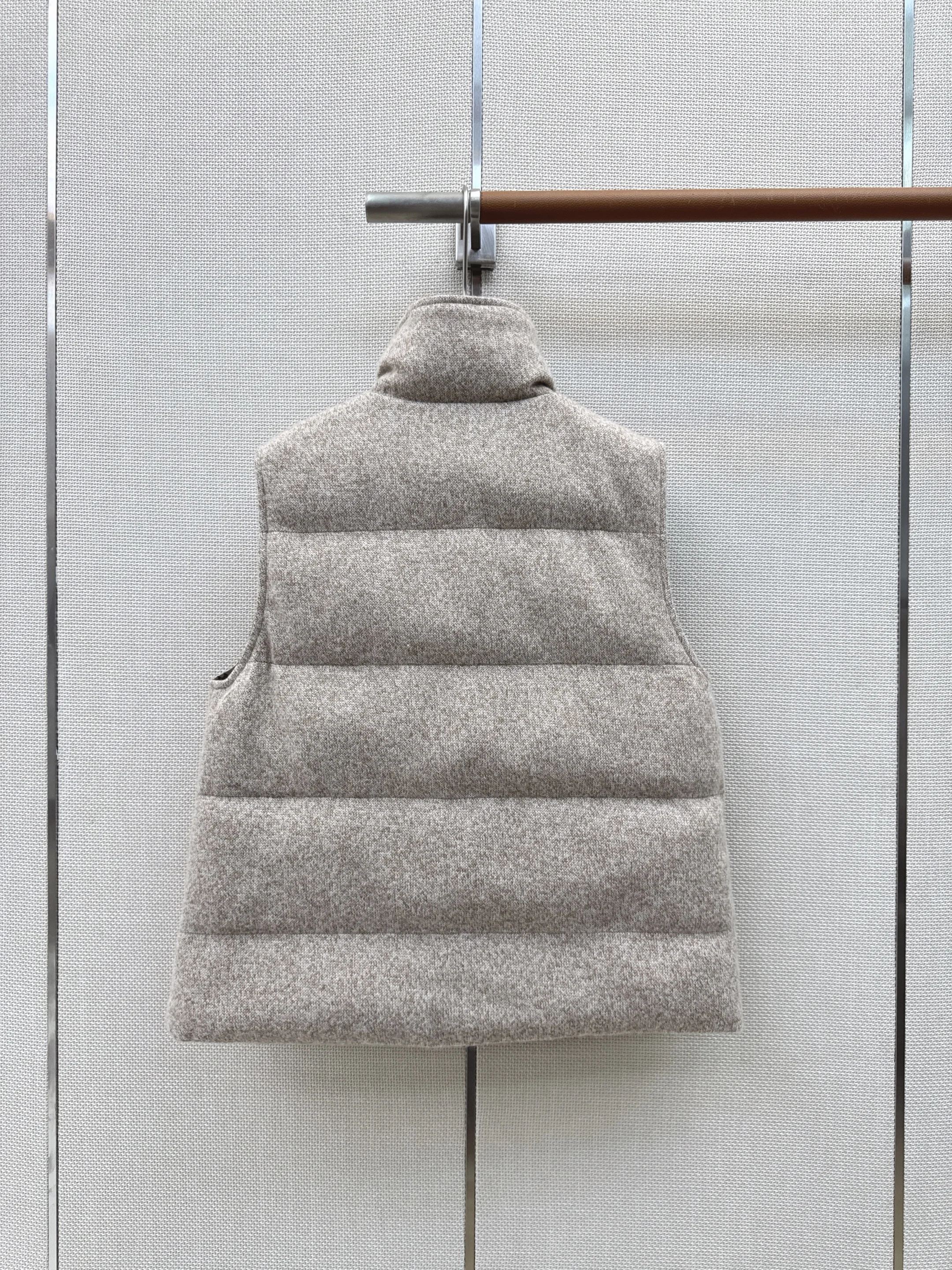 Reversible Wool White Goose Down Vest, New Autumn Winter Style, Vintage Texture, Speckled Wool Outer, Light & Warm