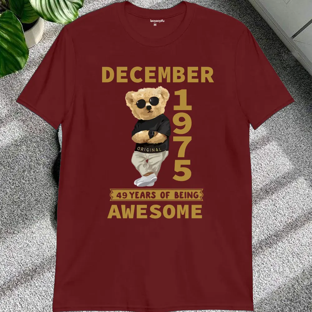 Classic Vintage 1975 Tshirt Men Shirt Limited Edition Teddy Bear Print Birthday Cotton Tee 50 Years Old 7-12 Months Gift Tops