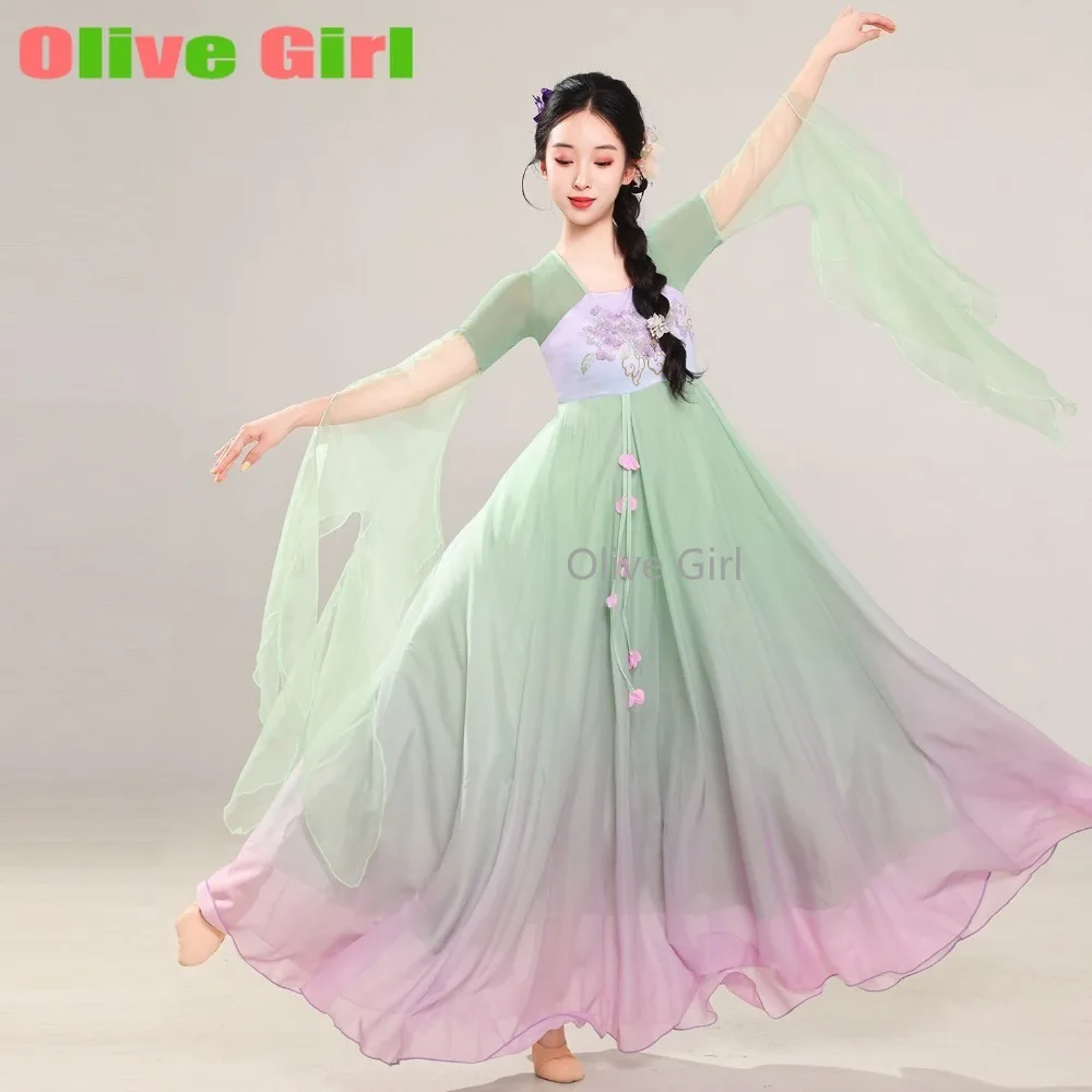 

Классический танцевальный костюм, элегантное платье феи, древний стиль, ханьфу, китайское танцевальное представление, большое платье, костюм Хантанга для выступлений