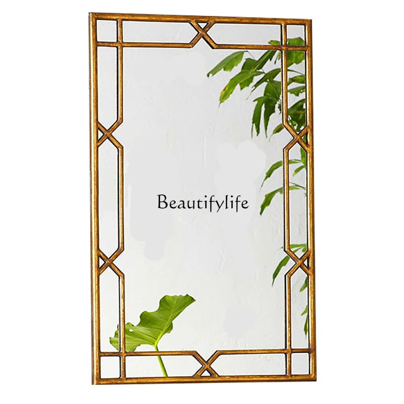 

Simple square bathroom mirror, European American decorative mirror background wall living room wall decoration