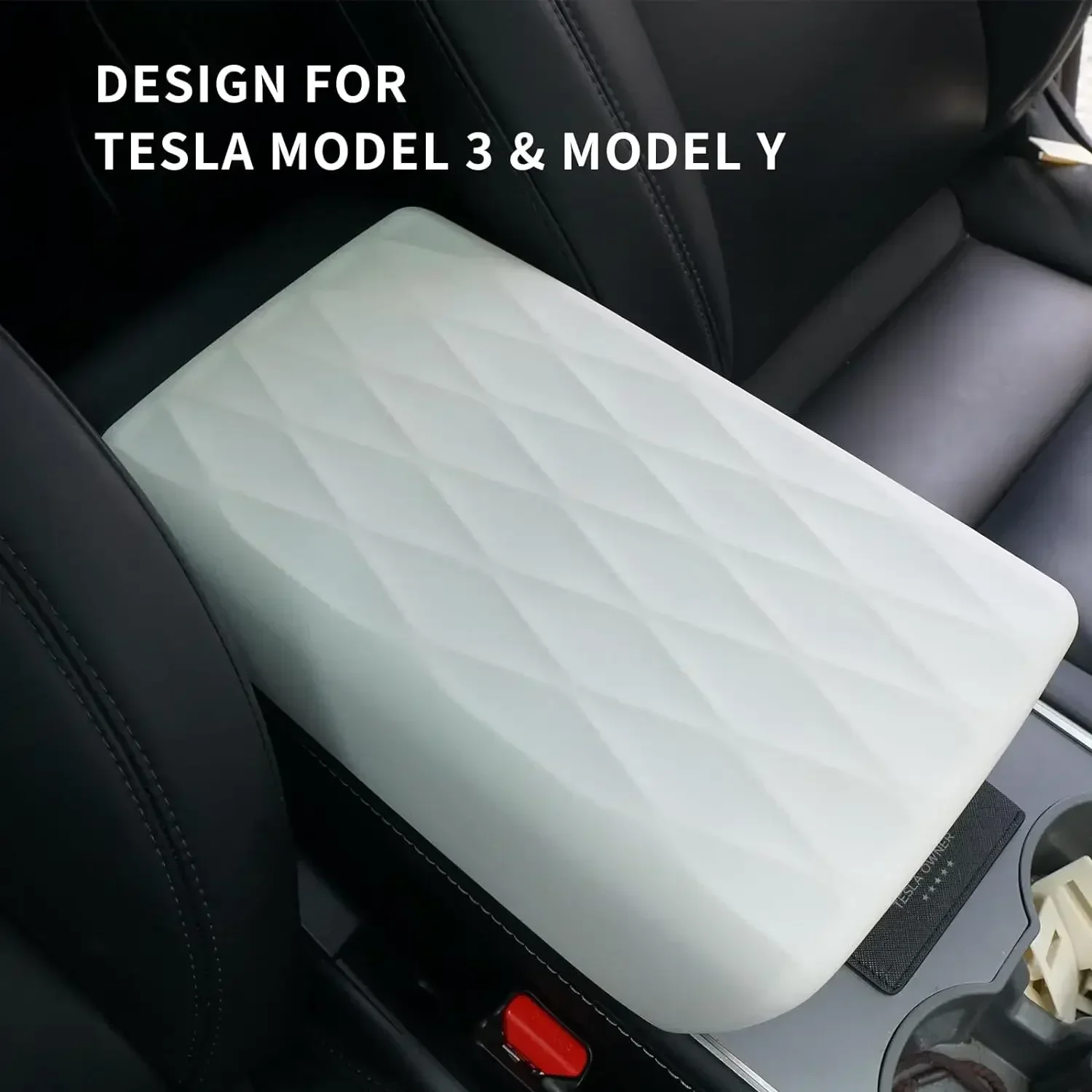 Model Y TPE Soft Case Car Center Console Arm Rest Lid Auto Central Armrest Box Pad Cover Latch for Tesla Model 3 Accessories Mat