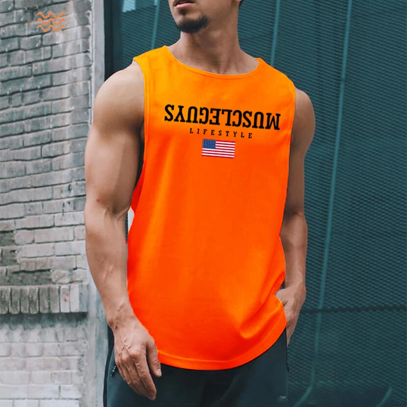 Mens Gym Training Sleeveless Quick Dry Singlets Running Workout  Mesh Casual Tank Top Fitness Fashion Sporting