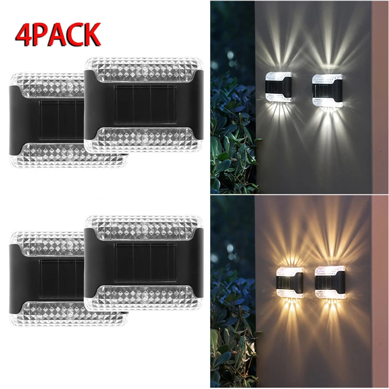 

Набор из 4 солнечных настенных светильников для улицы, сада, двора, патио, балкона, теплицы, водонепроницаемые светильники для декора дома и сада