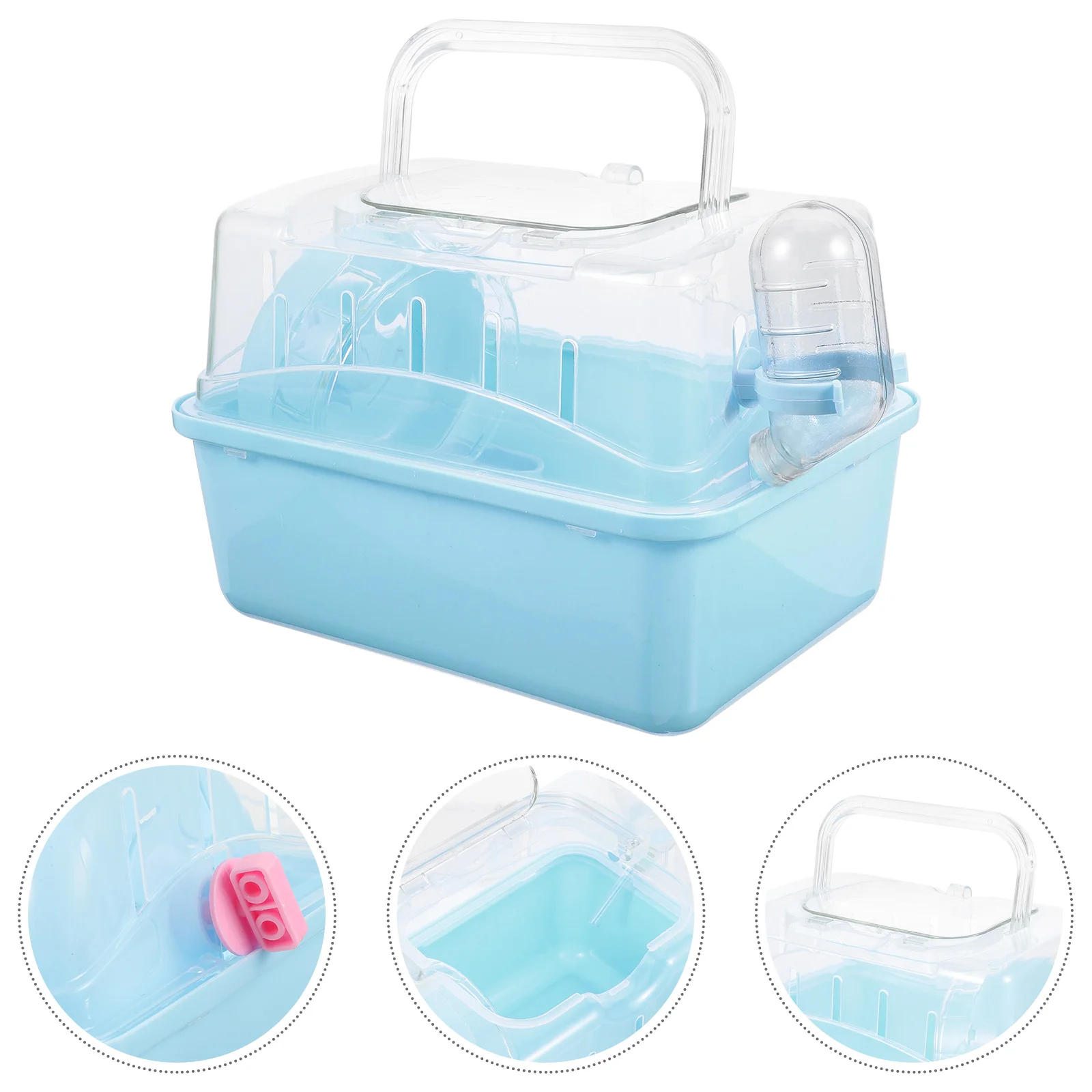 

Small Animals Hamster Cage Travel Baby Pet Guinea Pig Carrier Portable Plastic Enclosure Transparent Case