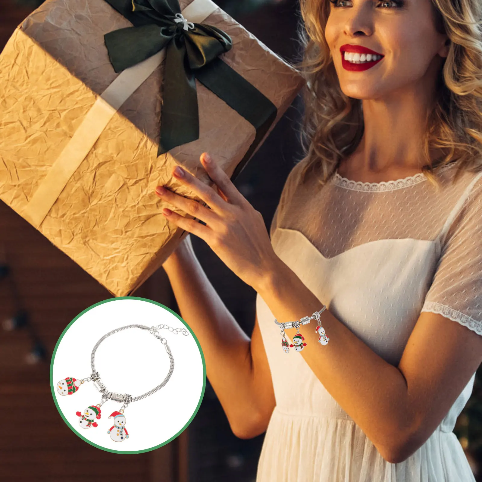 

1Pcs Festival Bracelet Alloy Christmas Design Elegant Ladies Wrist Chain for Xmas Wedding Birthday Party Gift Women Wrist Chain