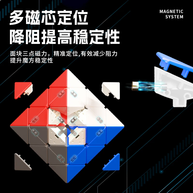 SengSo 3x3 FTO 磁気キューブ スキューブ ダイヤモンド Sengsou FTO 回転八面体磁気 2X2 マジックキューブ ステッカーレス パズルおもちゃ