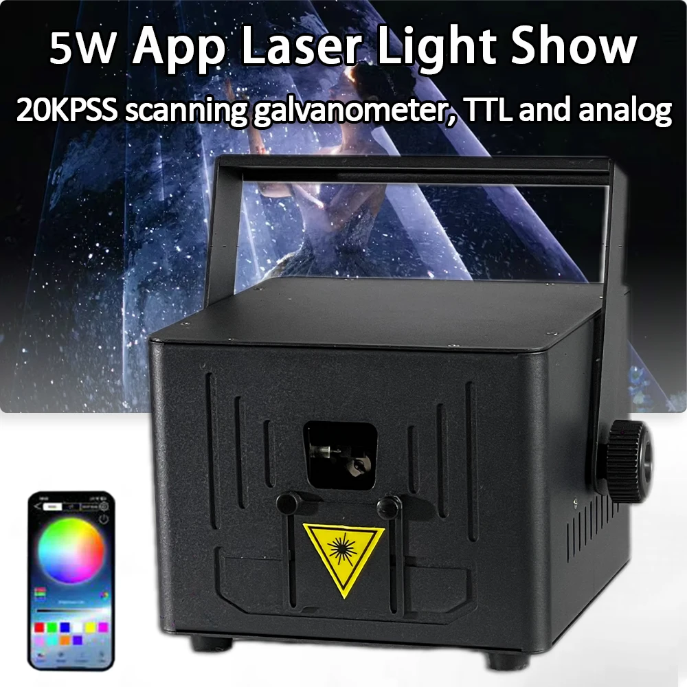 

APP 5W RGB Animation Beam Scanner Stage Laser Light Bluetooth Control Projector DJ Disco Club Party Dance Wedding