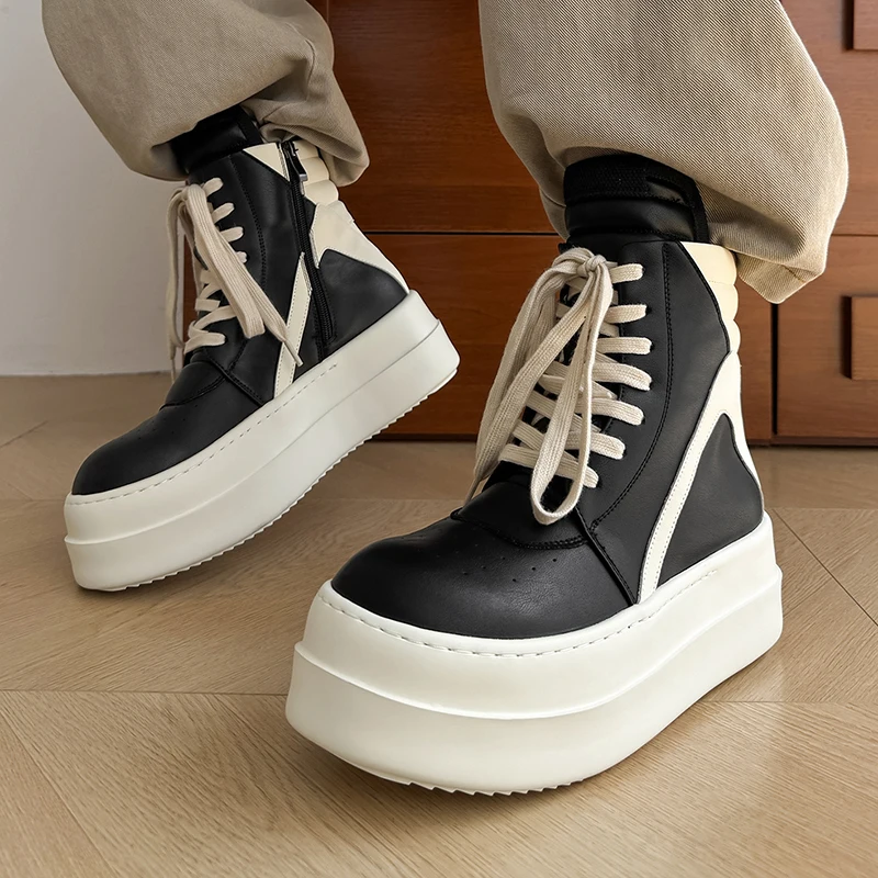 أحذية عالية الجودة بنعل مكتنز للجنسين - أحذية شتوية للزوجين باللونين الأبيض والأسود