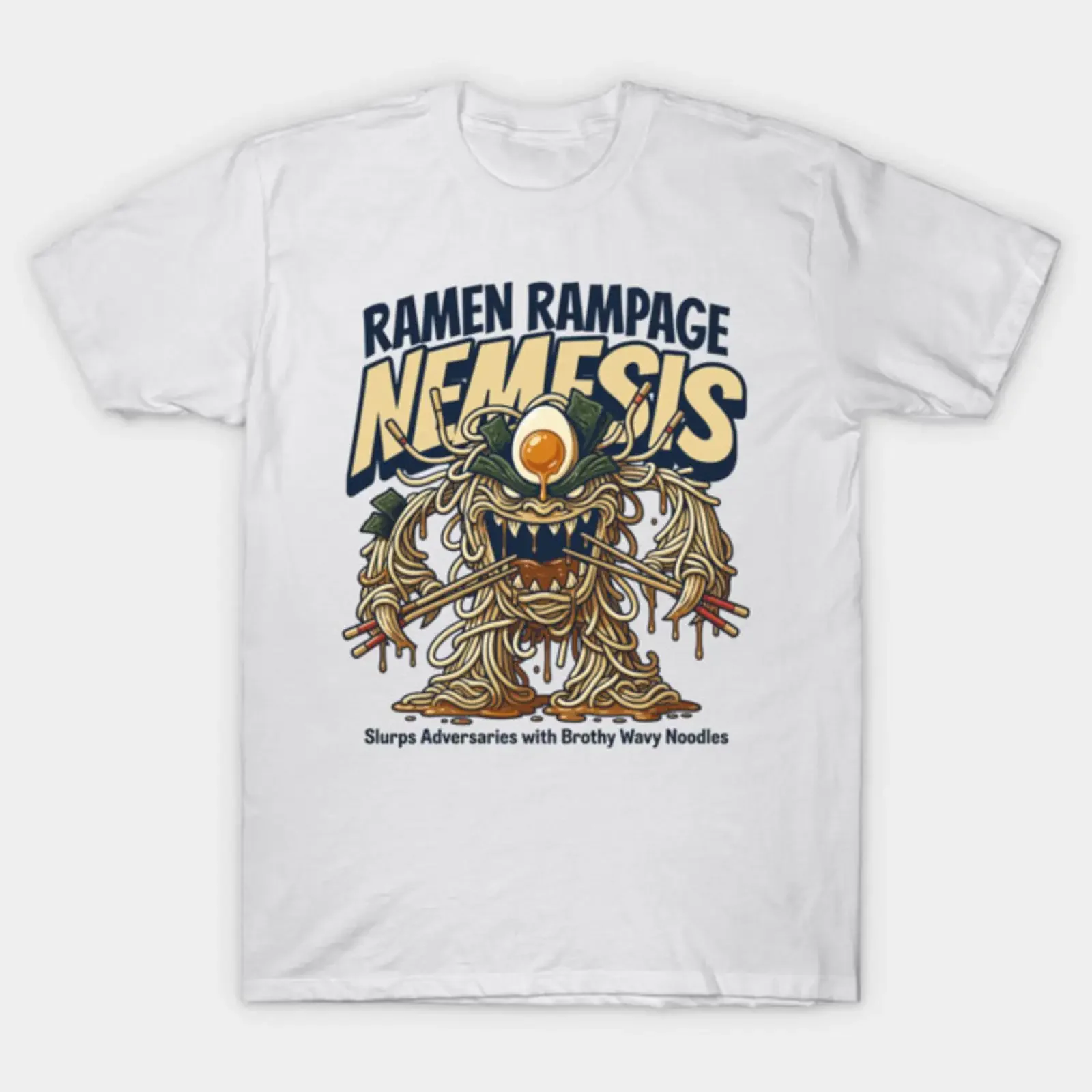 Ramen Rampage Nemesis Japanese Food Lover Foodie T Shirt vintage Washed Top For Everyday Wear Casual homme Slightly graphic