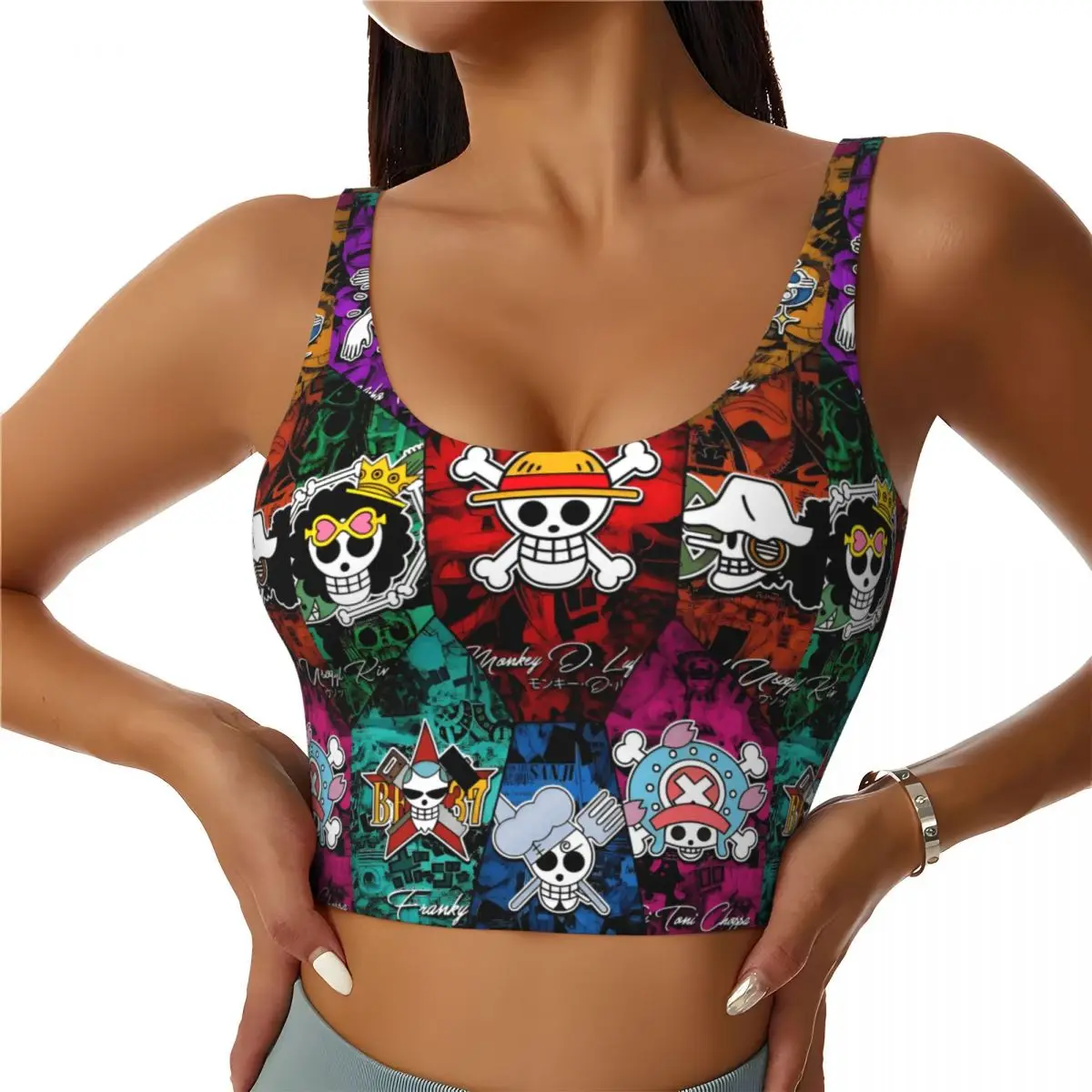 Maßgefertigte One-Piece Zoro Japan Workout Crop Tank Tops Damen Comics Lauf-Sport-BHs