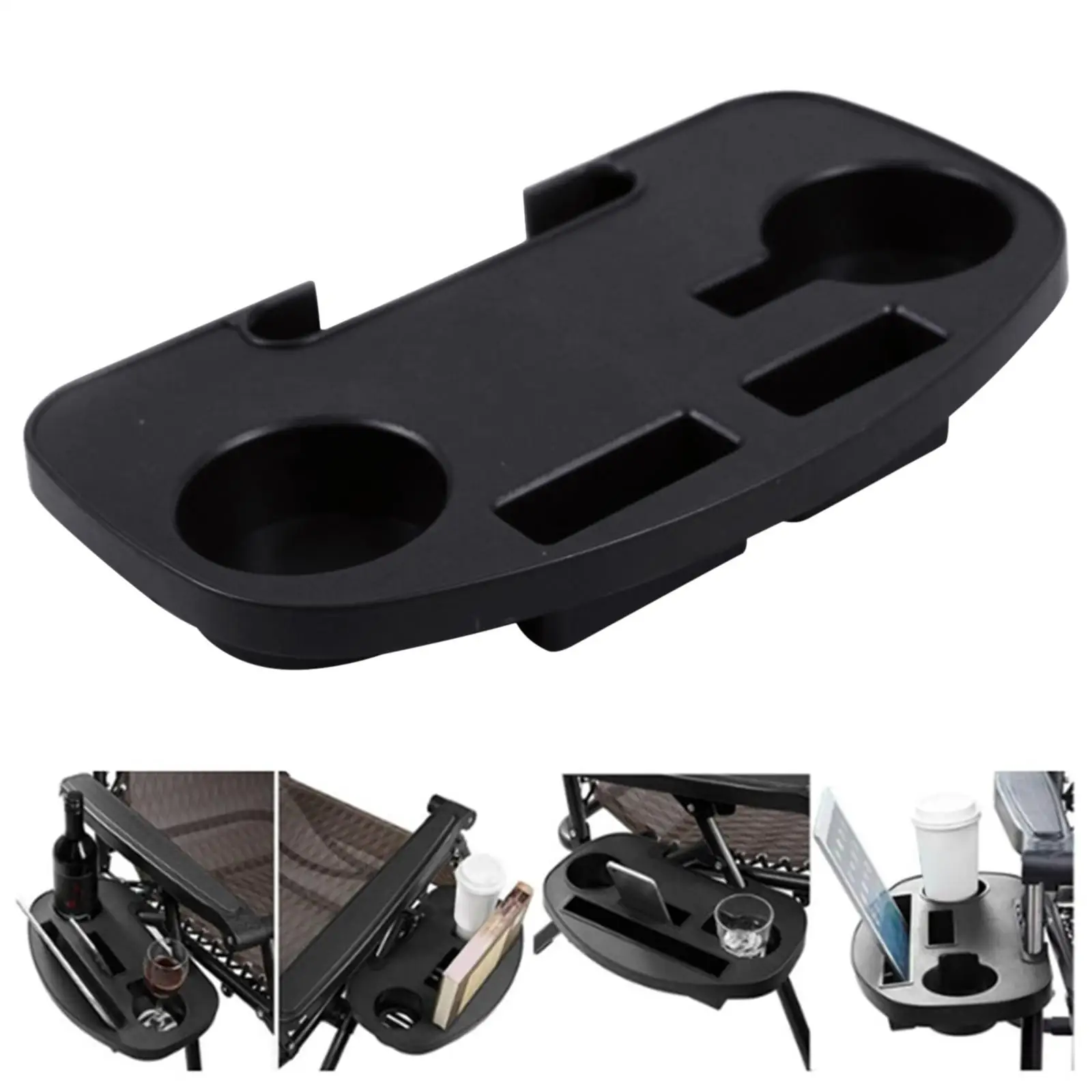 Multi Functional Recliner Clip on Side Table Cup Holder Beverage Tray for Picnic