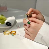 Bague de Luxe Géométrique Irrégulière pour Femme, Strass Clip Coloré Transparent, Bague Ronde, Accessoires de Bijoux Brillants 3