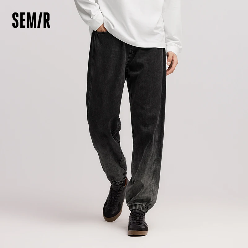 

Semir Baggy Pants Men Gradient Elastic Cuff Oversize Denim 2025 Winter Jeans for Man Soft Denim Gradient Design