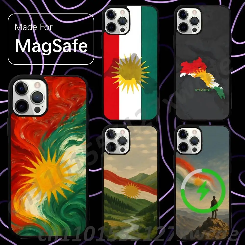 Kurdistan Flag For Magsafe Wireless Charger Case For iPhone 15,16,17,13,14,11,12,Pro,Max,Plus,E,Air,Mini Cover