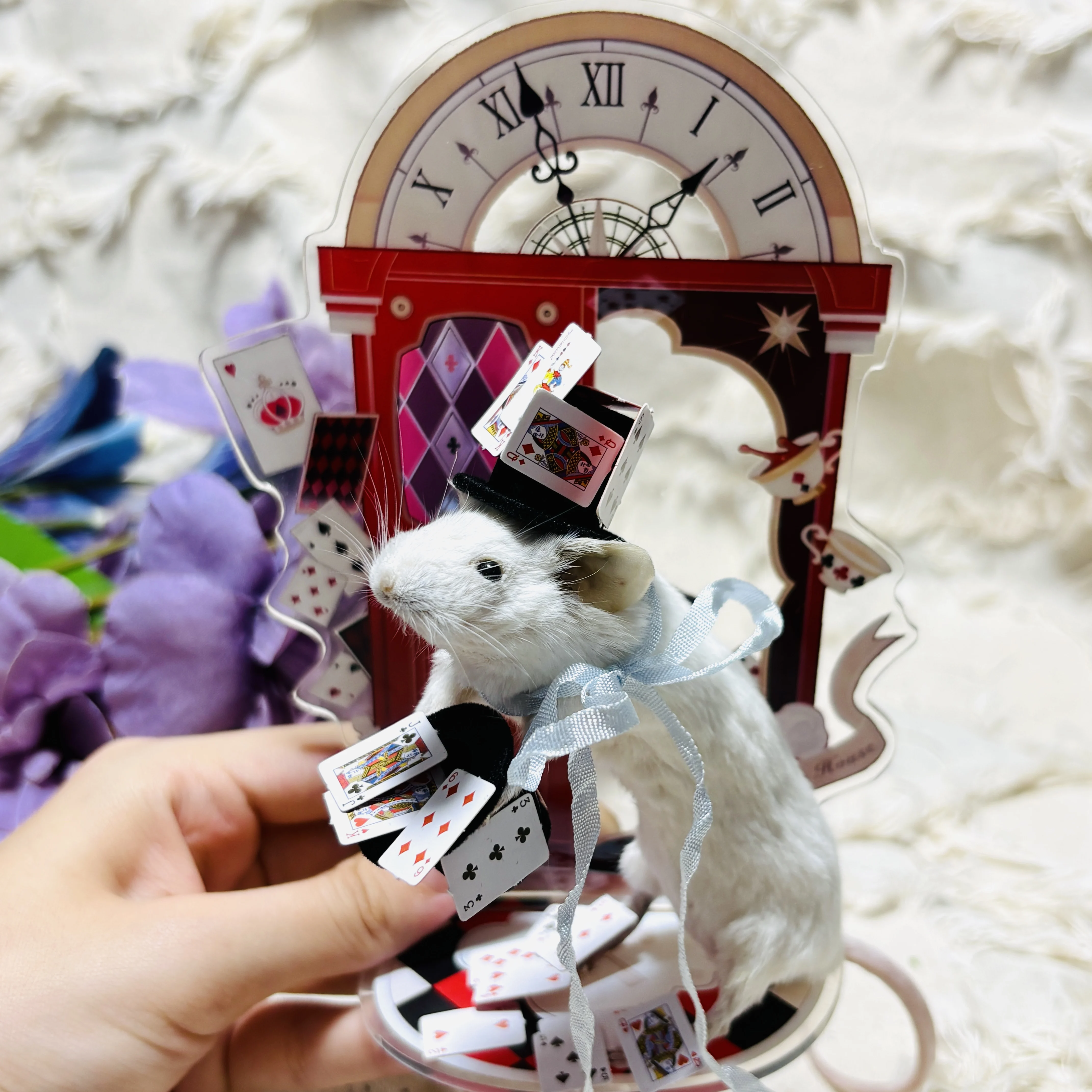2182 Handmade Magician Mouse Model Tabletop Ornament Gothic Dark Aesthetic Desk Display Halloween Christmas Gift for Collectors