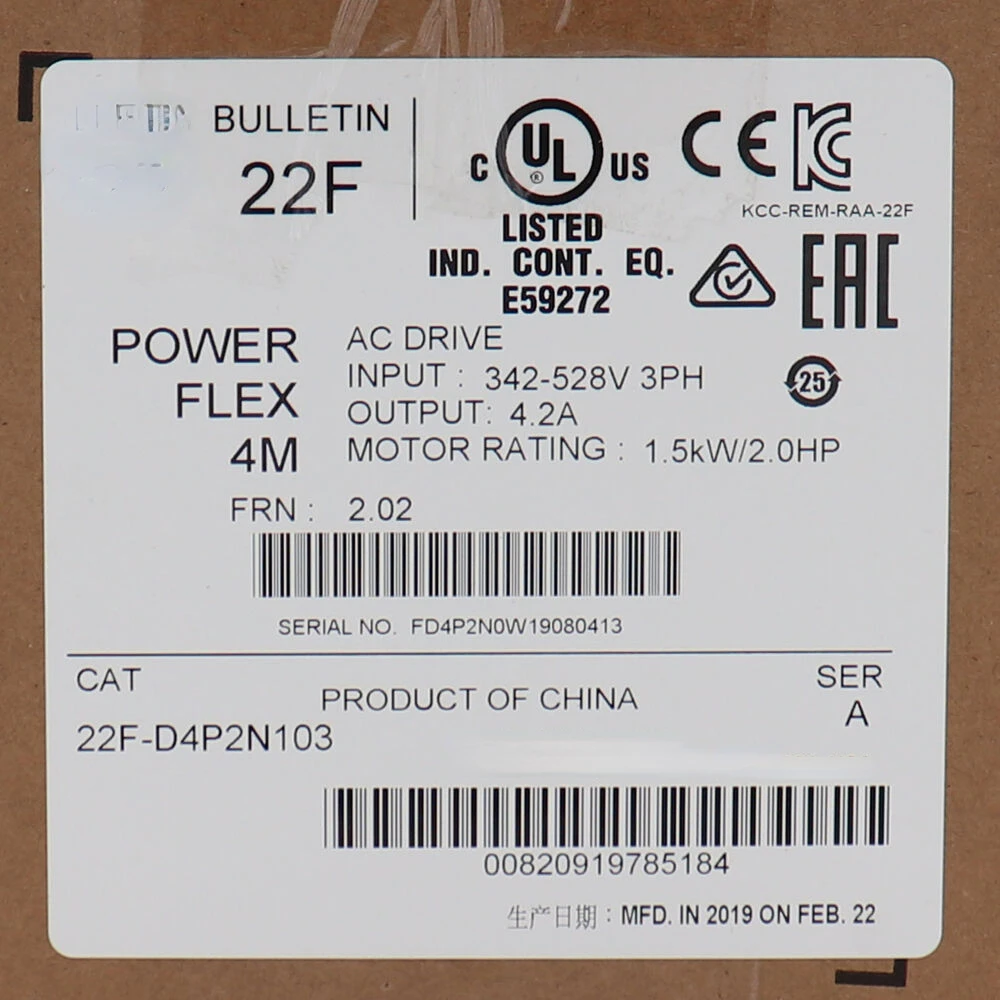 

New Factory Sealed 22F-D4P2N103 PowerFlex 4M 1.5 kW 2 HP AC Drive 22FD4P2N103