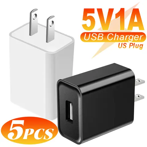 USB Wall Charger USB-A 5V 1A AC Power Adapter US Plug for iPhone 16 Samsung Xiaomi Console Camera Travel Charging Phone Adapters