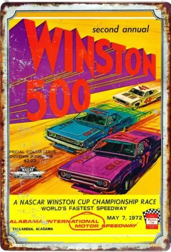 500 1972 Stock Car Racing Advertising Tin Sign   show programs-Aluminum