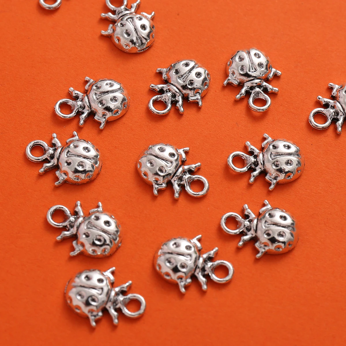 20 Mini Ladybug Charms, Round Beetle-Shaped with Polka Dot Texture, Suitable for DIY Bracelets, Necklaces, Earrings, and Handmade Beaded Jewelry Accessories view 6