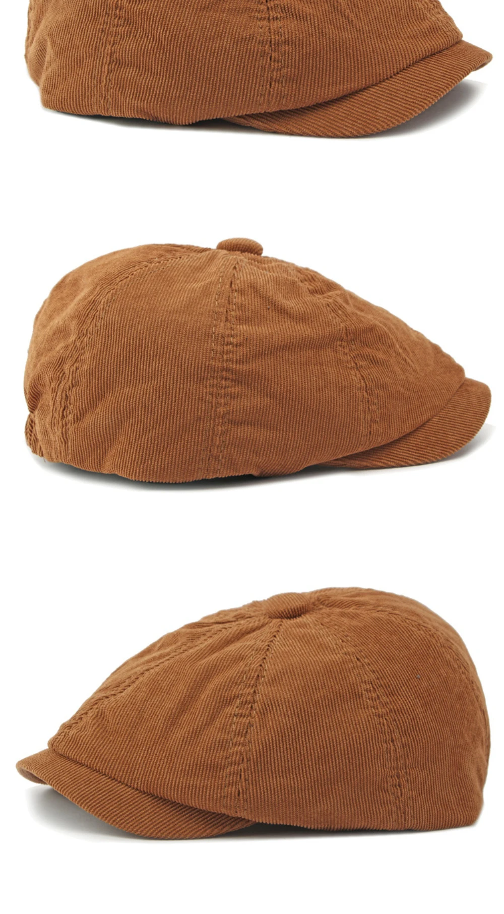 HT4403 Baskenmütze für Männer und Frauen, Künstler- und Maler-Baskenmütze, Einfarbige Cord-Flatcap für Frühling, Herbst und Winter, Achteckige Mütze, Herren-Baskenmützen – Detail 11