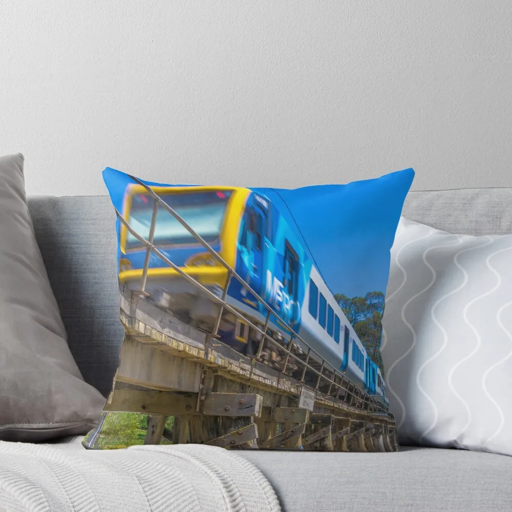 

Melbourne Metro Train on a Trestle Bridge in Eltham Throw Pillow Couch Pillows luxury home accessories autumn pillowcase pillow