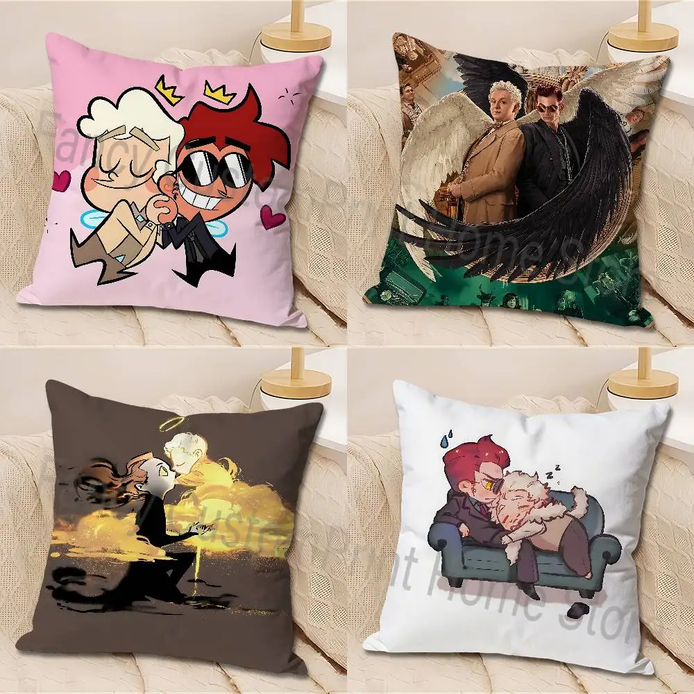

G-Good O-Omens TV Anime Celebrity Merchandise All-Match Printed Pillow Case Sofa Car Office Room Decoration Protector