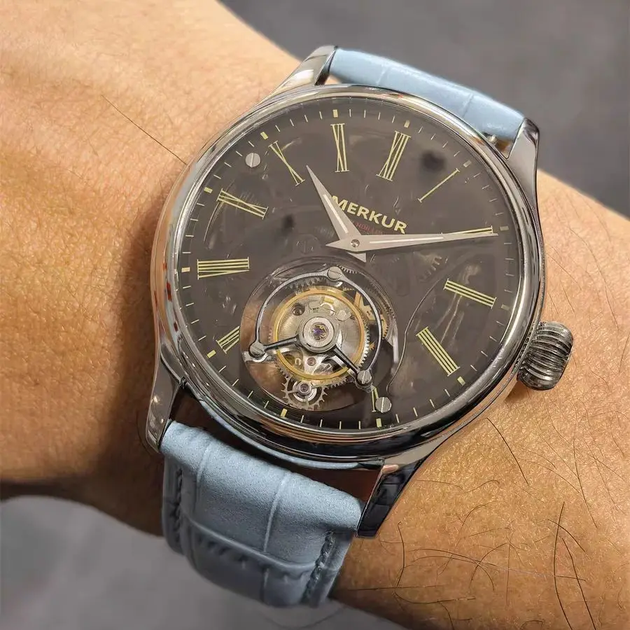 

Мужские часы PIERRE PAULIN с турбийоном, 42 мм, механические, с ручным заводом, сапфировое стекло, водонепроницаемость 30 м, прозрачный скелетонизированный циферблат