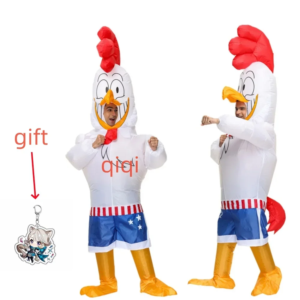 

Women Men Inflatable Rooster Costume Adult with Fighting Gloves Funny Tussle Strong Combat Chicken Cosplay Costumes Blow Up Suit