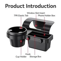 Support de téléphone pour porte-gobelet de voiture, plateau de rangement pour fenêtre latérale, pochette de rangement suspendue avec accessoires intérieurs de voiture 5